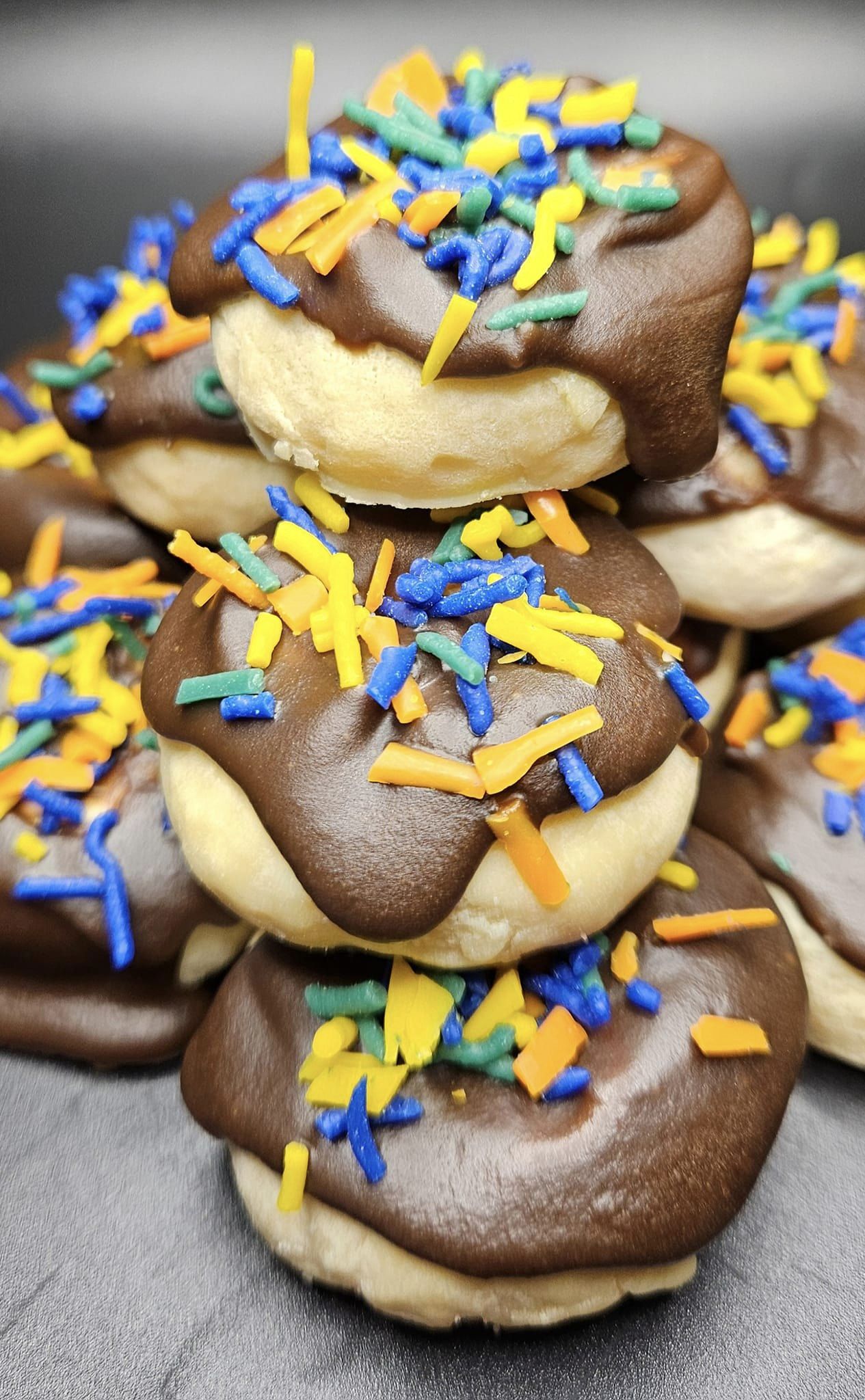 Chocolate Covered Donuts with Sprinkles Tarts