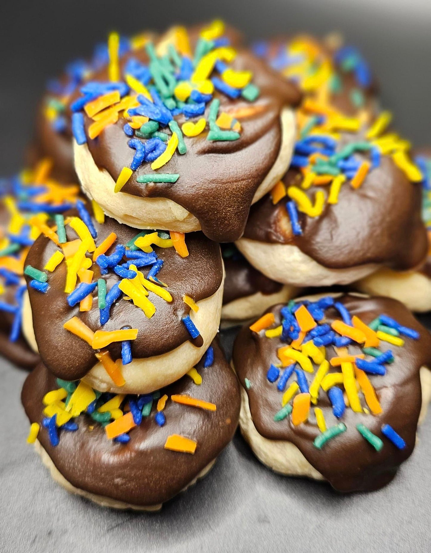 Chocolate Covered Donuts with Sprinkles Tarts